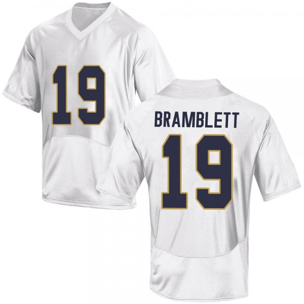 Jay Bramblett Notre Dame Fighting Irish NCAA Men's #19 White Replica College Stitched Football Jersey JKR3455RR